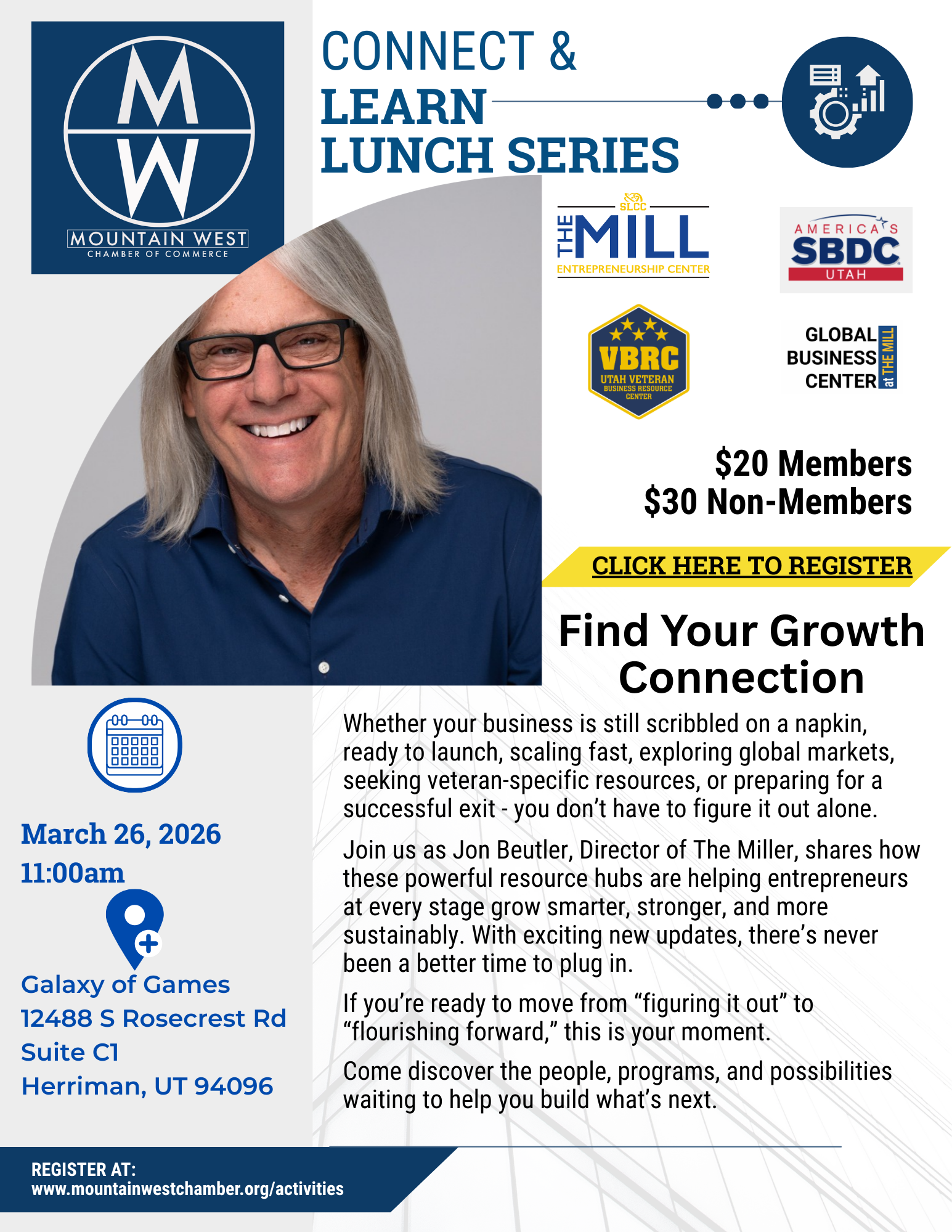 Connect &amp; Learn Lunch Business - What's new at the Mill and the SBDC??