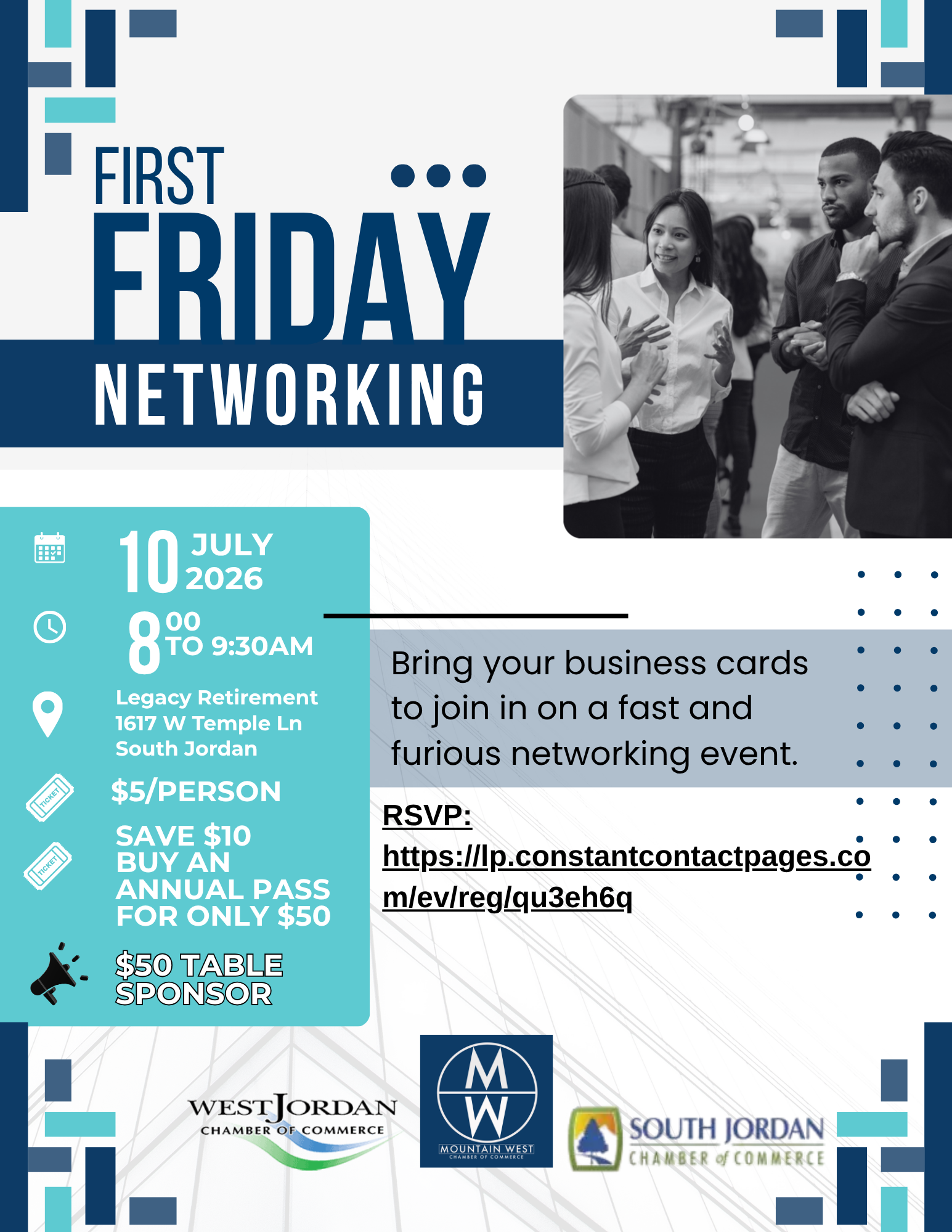 First Friday       Tri-Chamber Speed Networking     