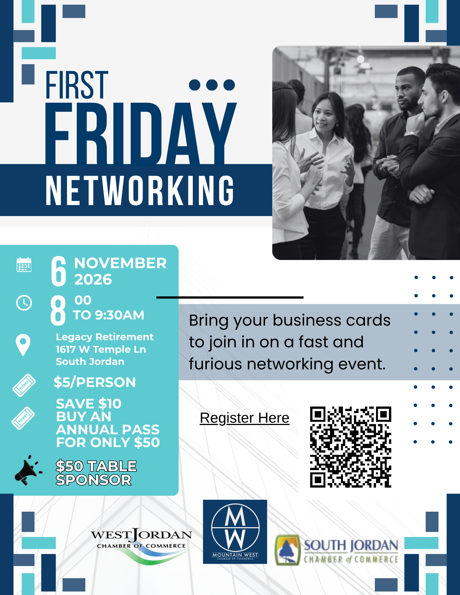 First Friday       Tri-Chamber Speed Networking 