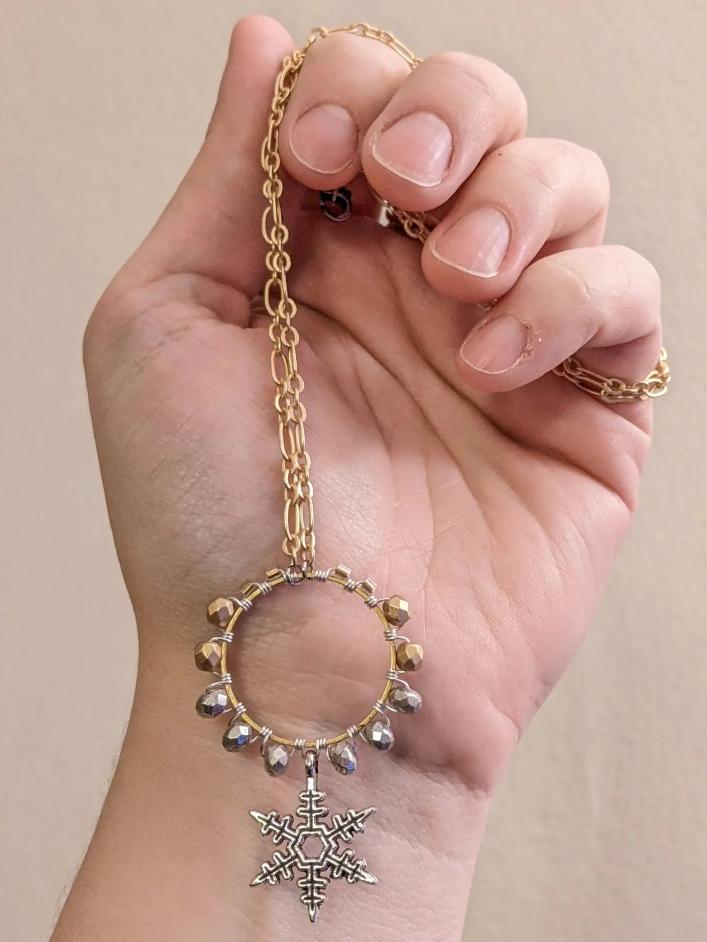 I believe this was a custom request for a necklace version of the Winterbright earrings. So, you know, the Winterbright necklace. ❄️ A breath of cold air on this 90 degree spring day.