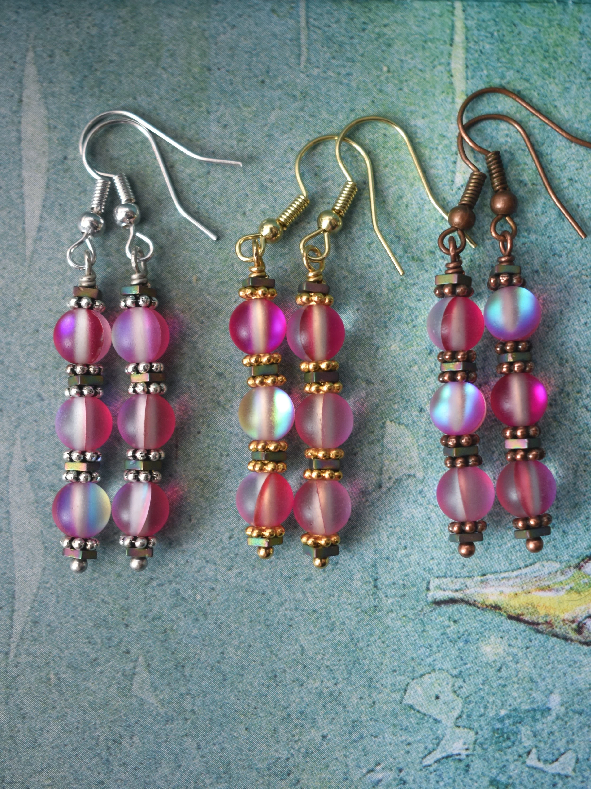 Burning Bright, magenta, earrings