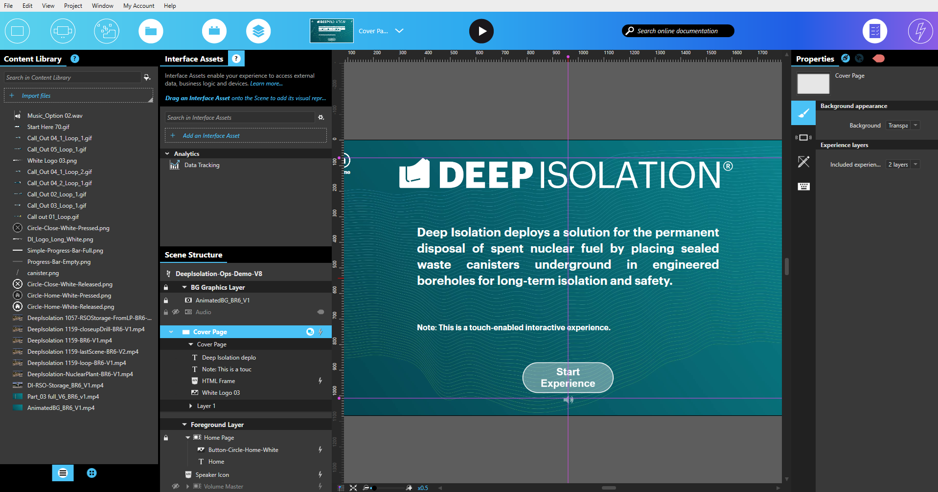 A screenshot of the Intuiface interactive animation creator app