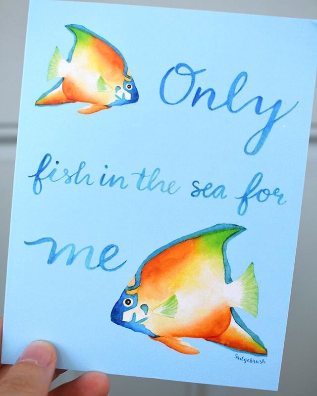 A cute way to send some love. 🐠
.
.
.
.
#sadgebrushdesigns #onlyfishintheseaforme #greetingcardsofinstagram #greetingcards #funnycards #stationey #stationeryshop #watercolorstationery #handpainted #sealifeart #fish #smallbusiness #shoplocal #support
