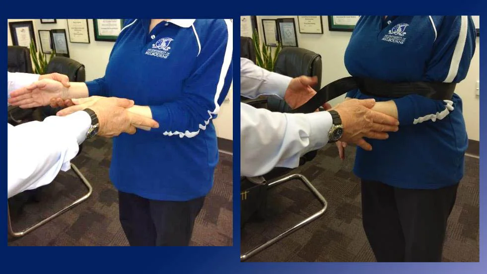 Shoulder abduction prevented by Wakefield Shoulder Strap - stopping Deltoid activation