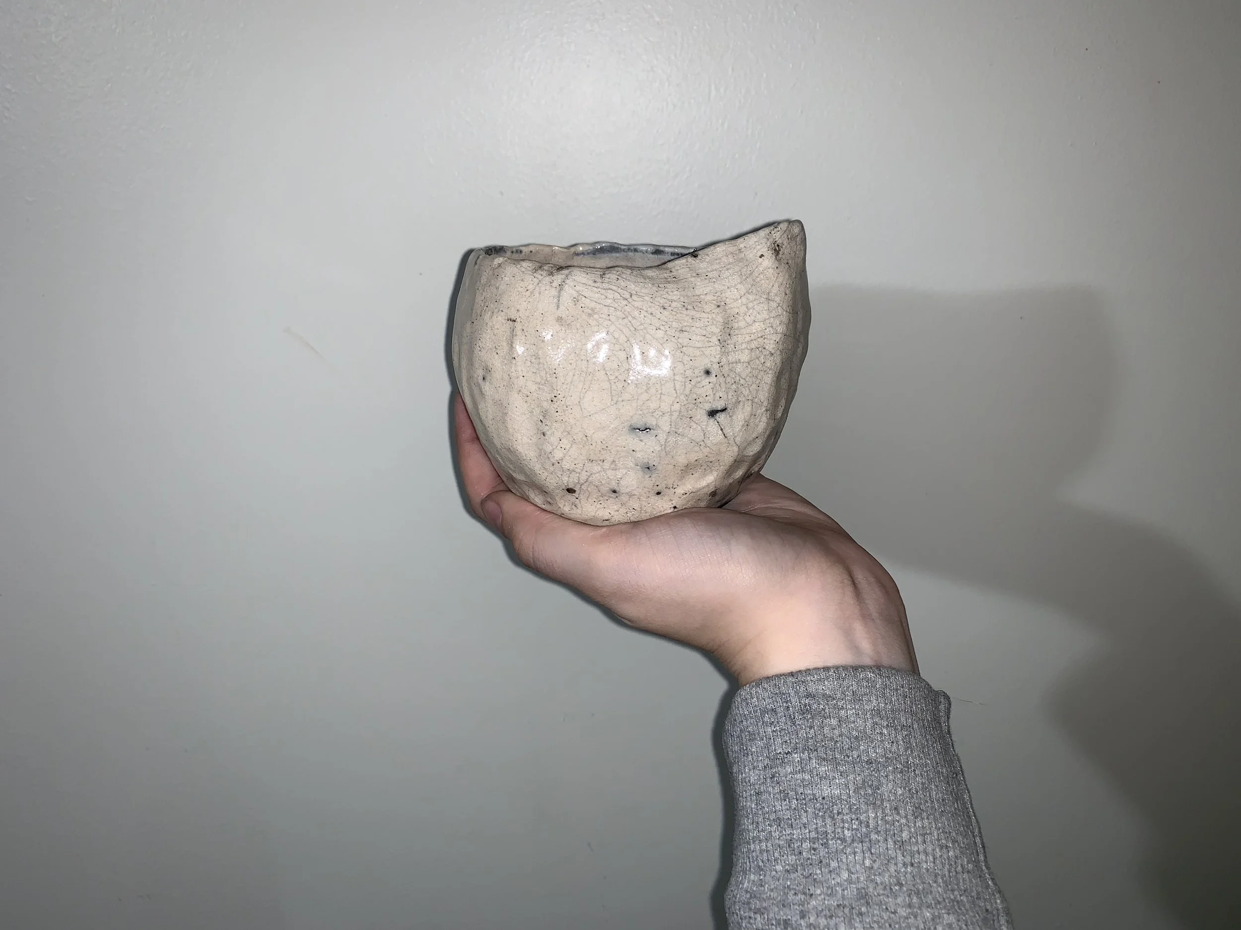 raku fired pinch vessel