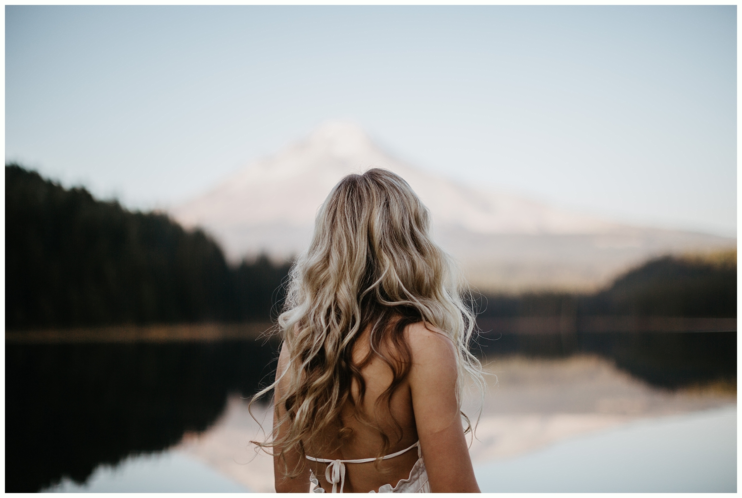  Girl facing Mt. Hood. 