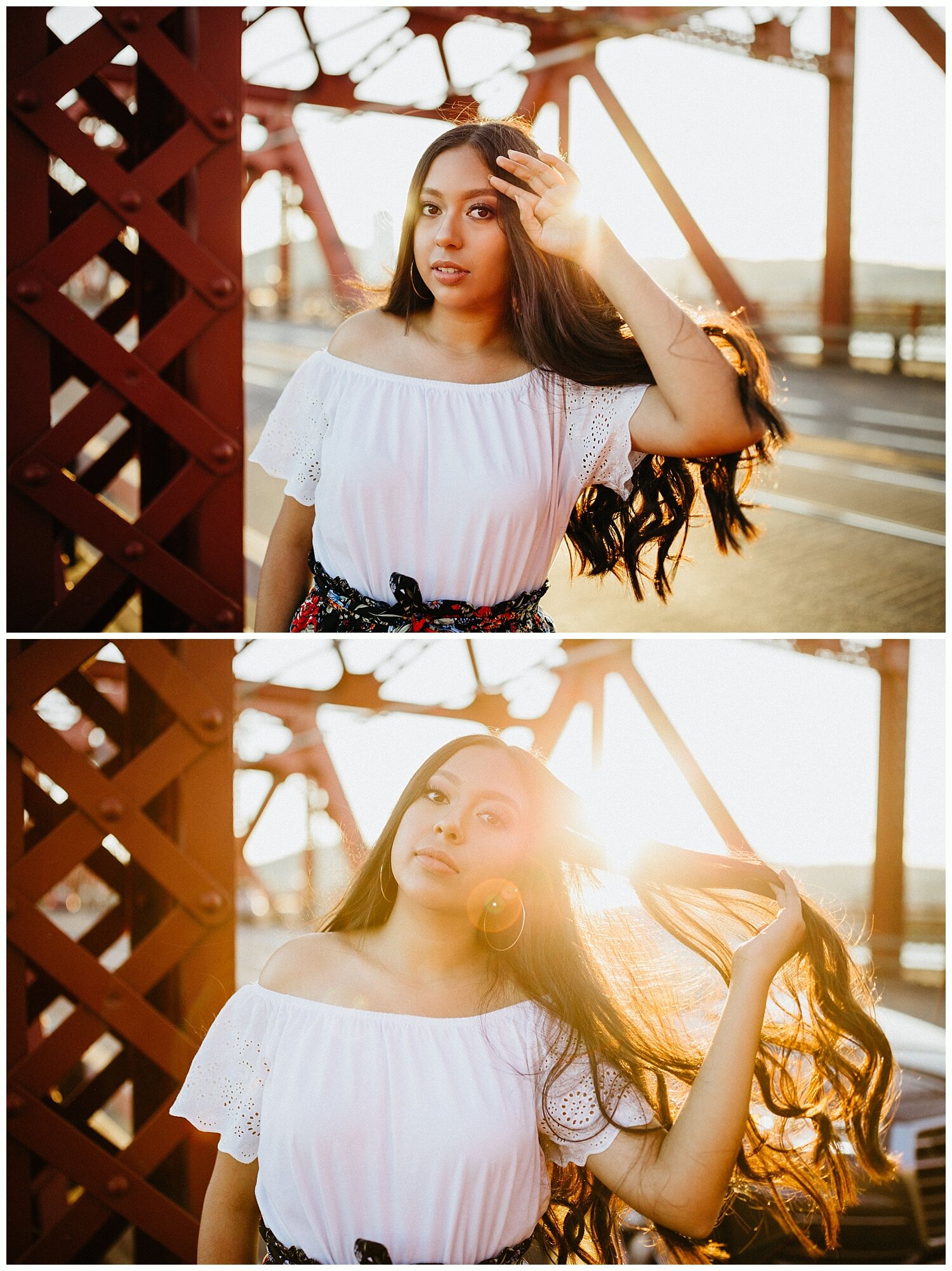  Senior pictures during golden hour in downtown Portland. 