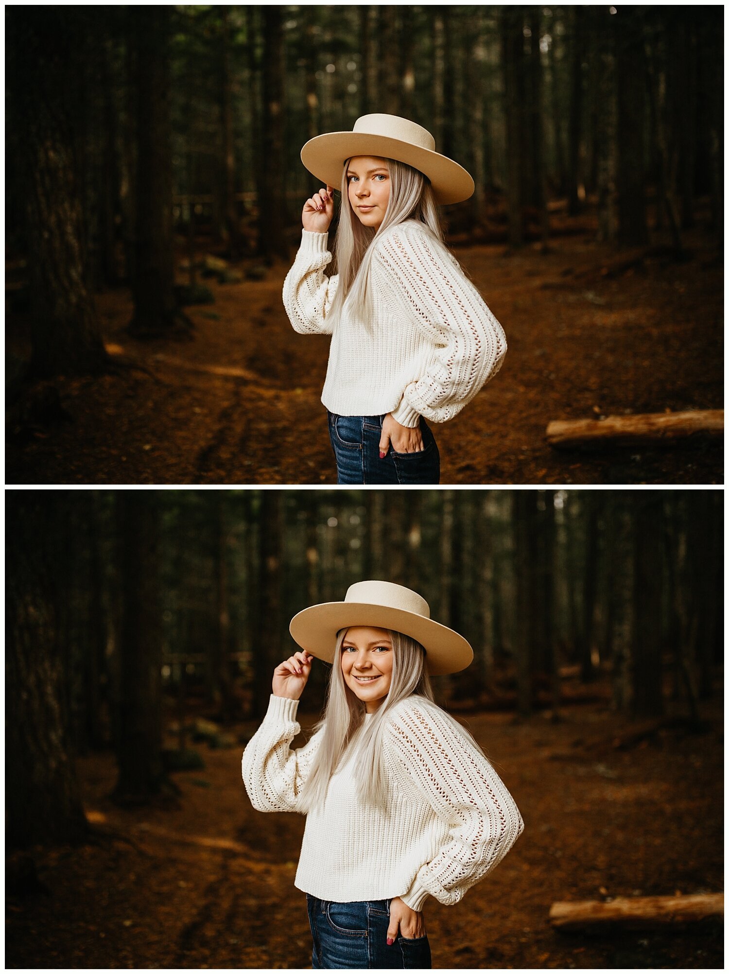  High school senior girl wearing a Lack of Color hat for her senior photos. 