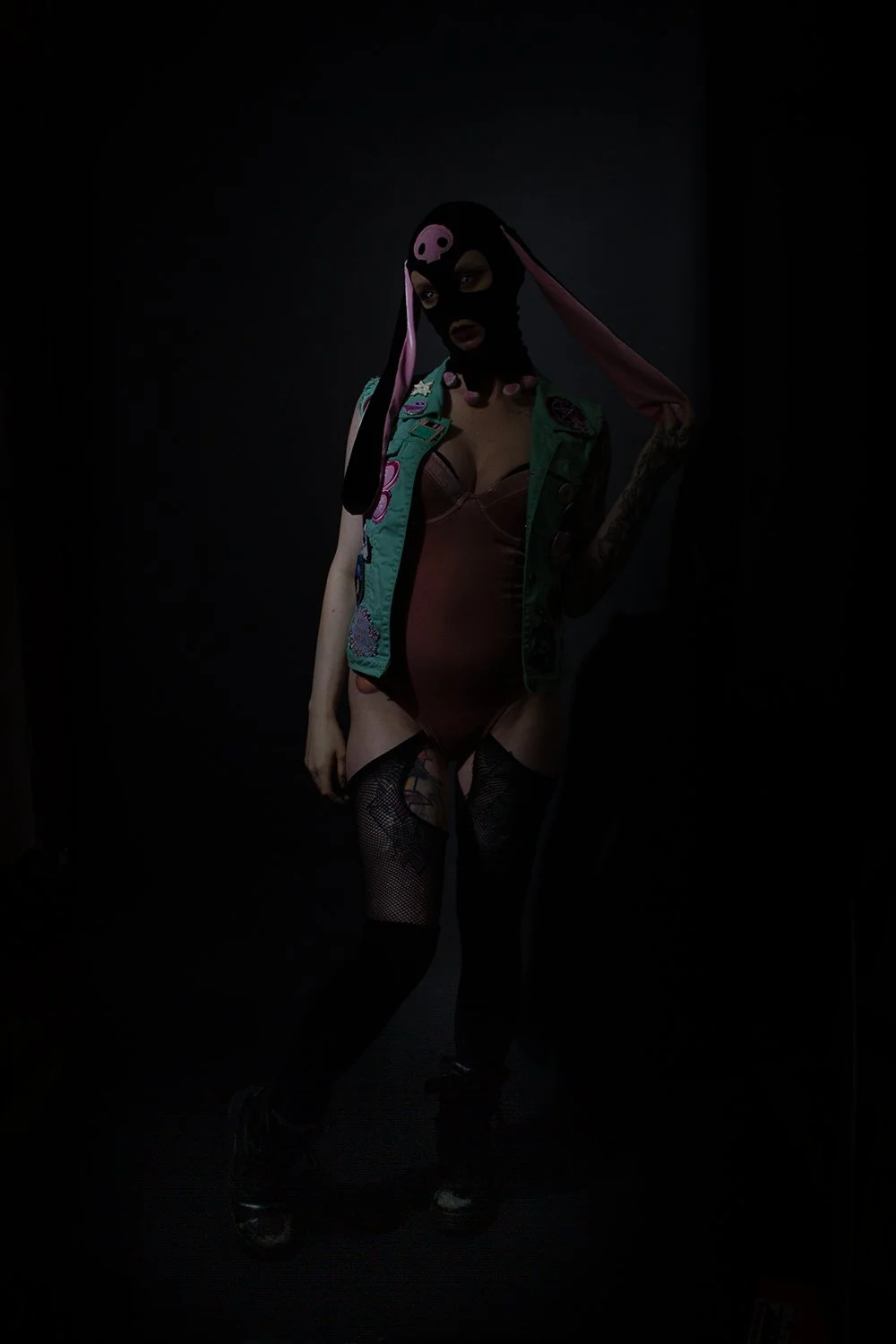 masked black 4 of 3 extra image studio portraits of Fox Chalker 12-2-2023 Alexander K Harris photography