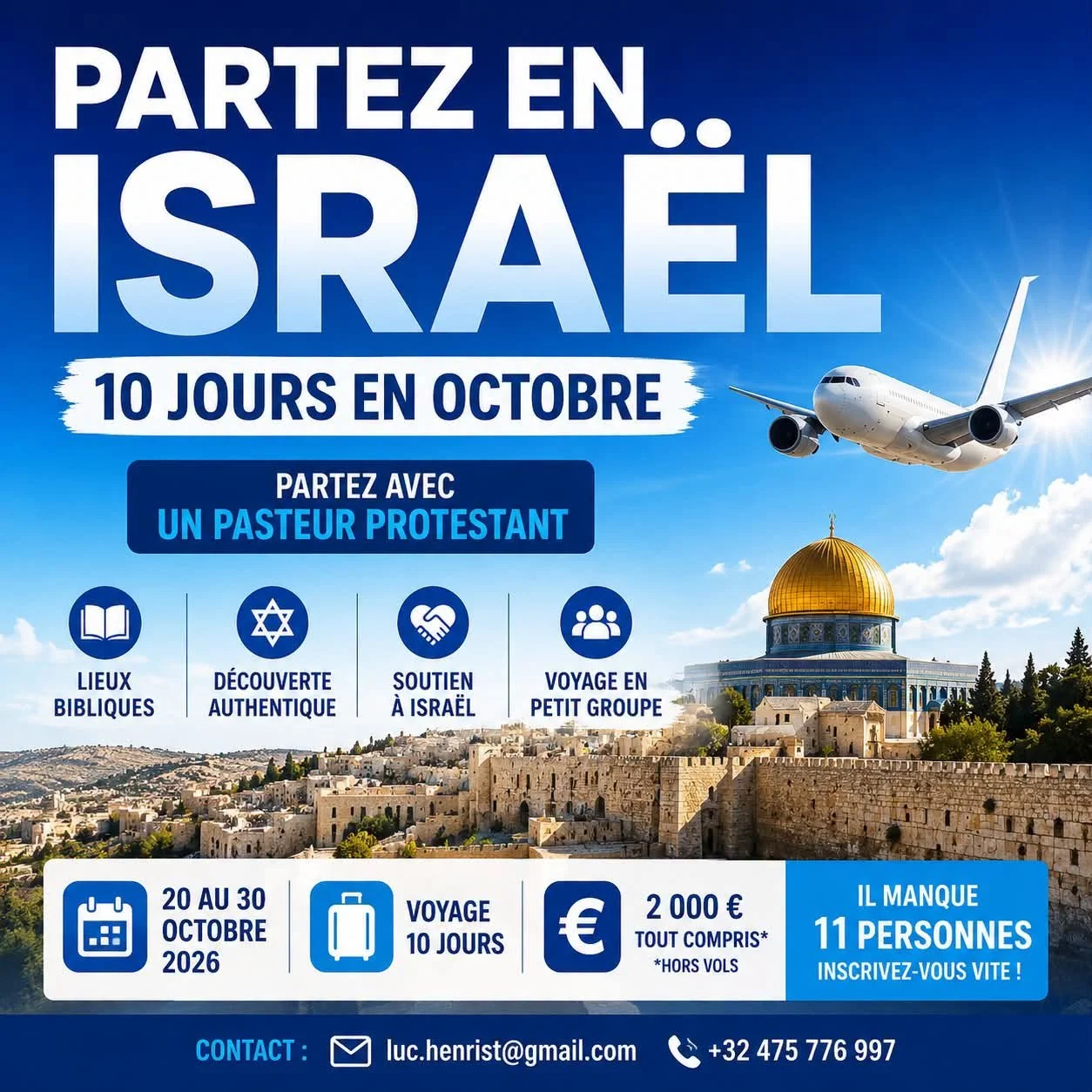VOYAGE EN ISRAËL DU 10 AU 20 OCTOBRE 2026