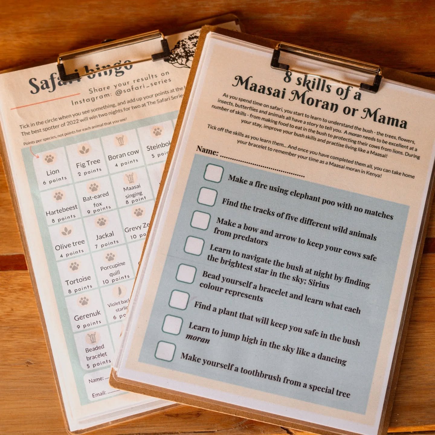 Calling all young explorers 🌍! At Moon's Camp we love welcoming families with young kids, and with half term around the corner, we have our kids games packs ready for the fun to begin! 

Our Safari Bingo always proves the most popular, with kids (an
