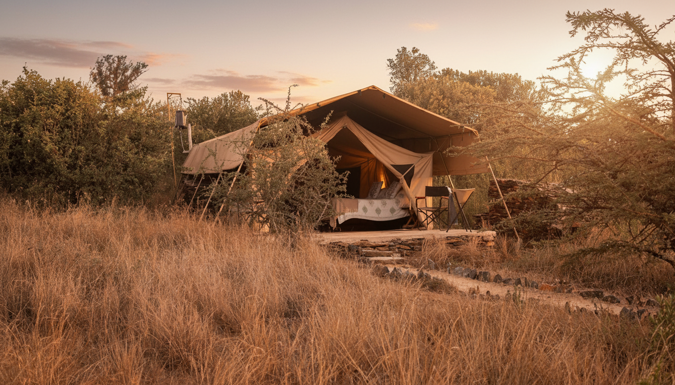 A tented bedroom