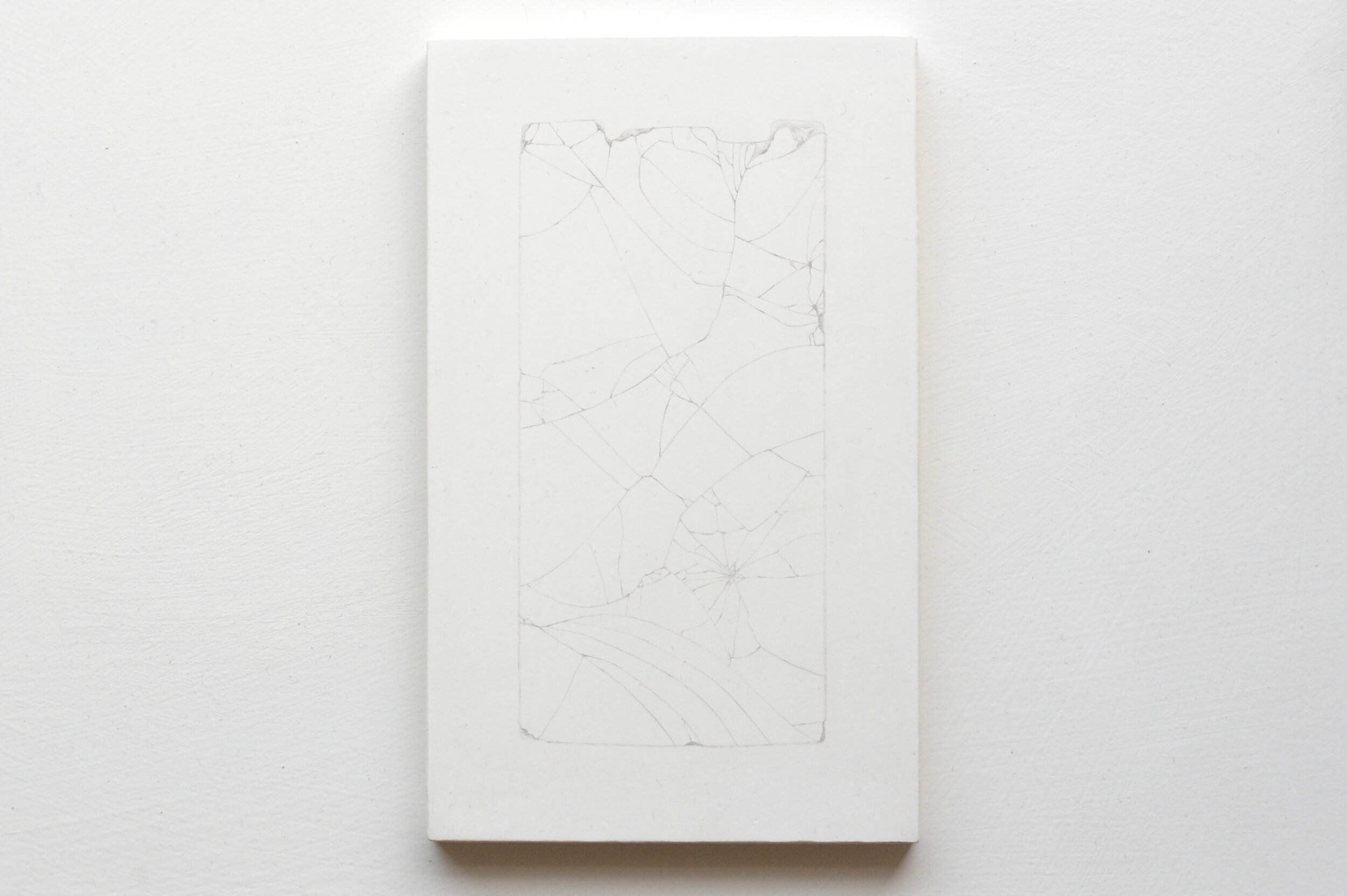    Trace 1   (2019), silverpoint on gesso board, 16.5 x 10 x 1 cm. 