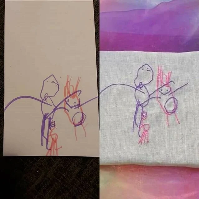 So, my amazingly talented wife has finally turned her talent into a business. Shes been working on this for months and I'm so excited for her.

She takes your child drawing and embroidery it into a piece of art you can hang on the wall.

Follow @sara