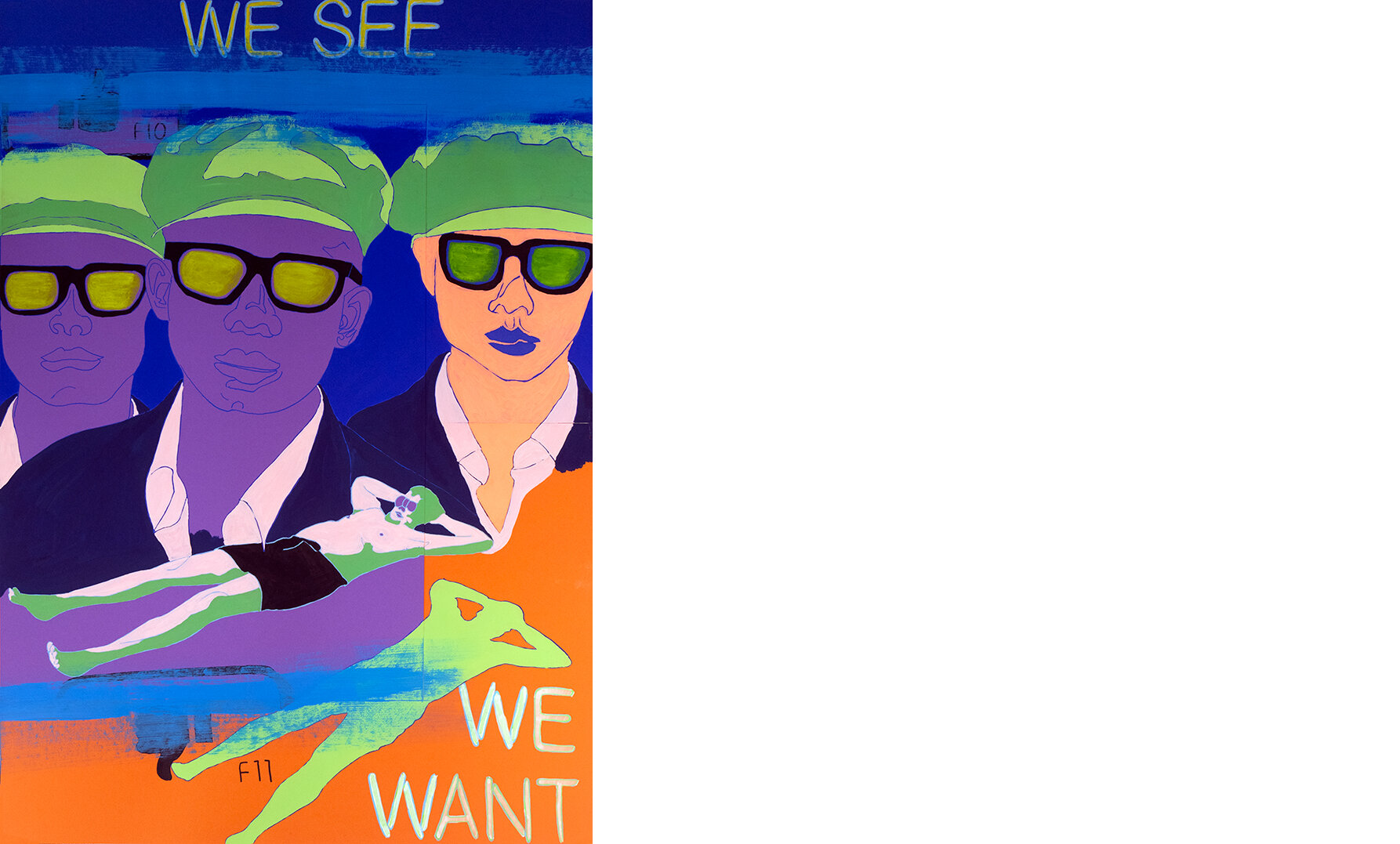   We see we want (2020) Loïc Martin (from the Ur path isn’t mine series)   Canson paper, acrylic paint, acrylic markers (39,4 x 27,5 inches / 100 x 70 cm) 
