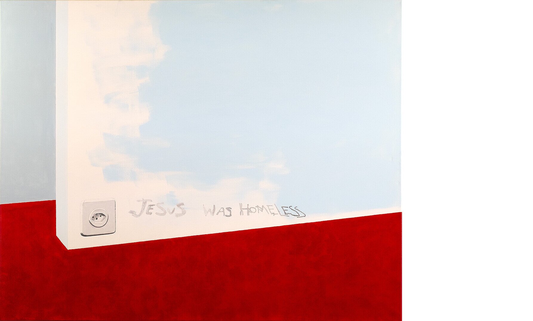   Jesus was homeless (2021) Loïc Martin&nbsp;(from the More than human series)   Canvas, acrylic paint,&nbsp;acrylic markers&nbsp;( 47,2 x&nbsp;59&nbsp;x 0,8 inches / 120&nbsp;x&nbsp;150&nbsp;x 2 cm) 