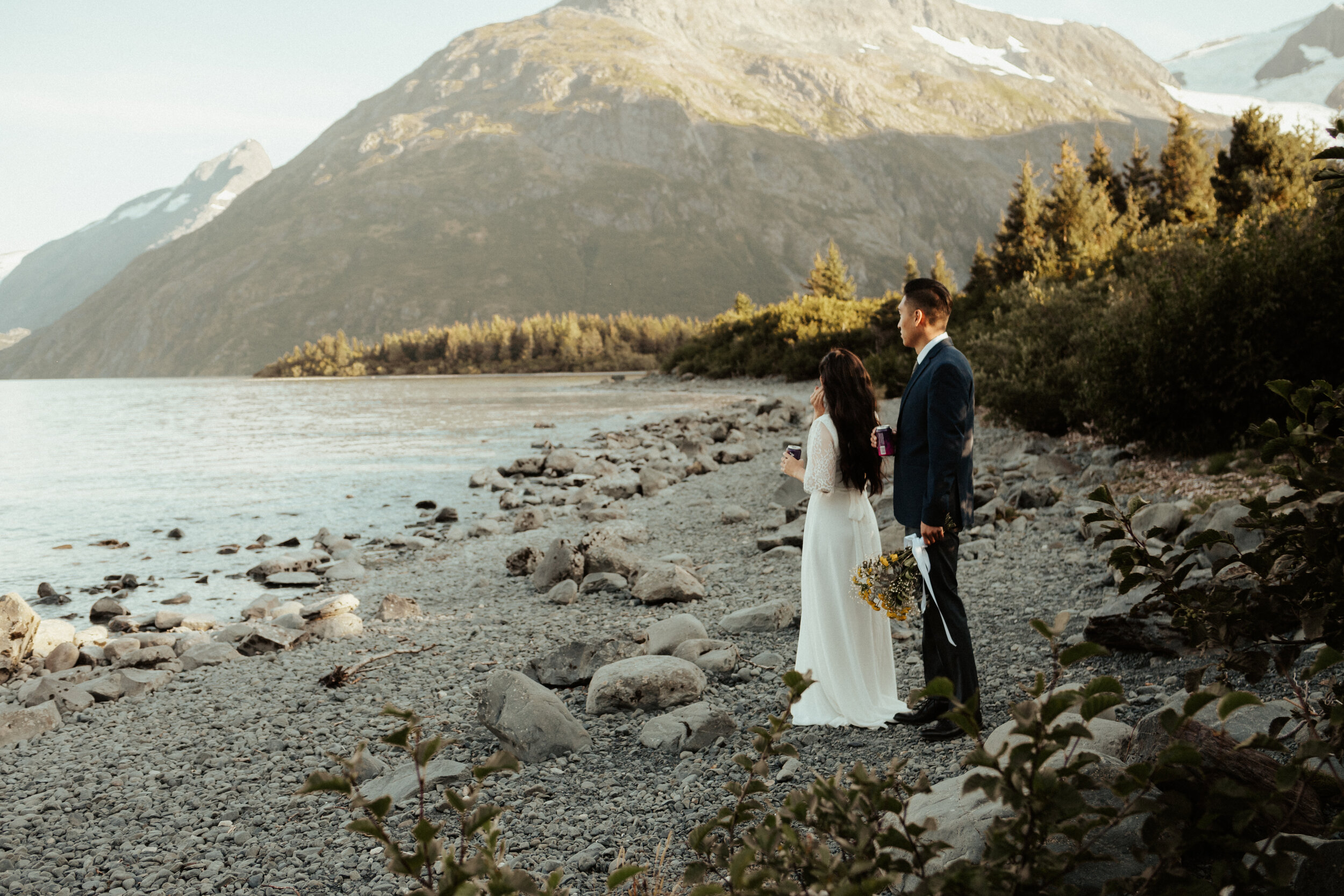Alaska elopement at Portage Lake