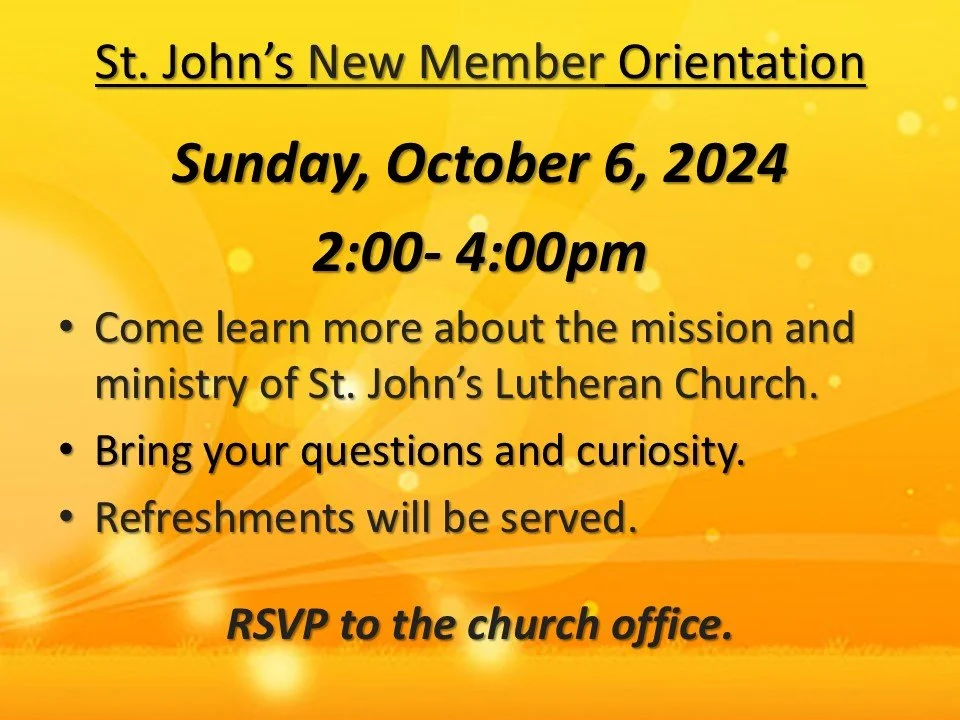 St. John’s New Member Orientation
