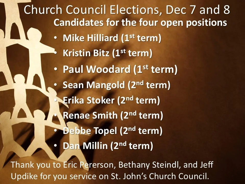 2025 and 2026 Church Council Candidotes