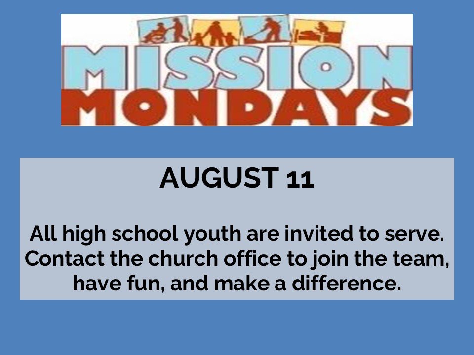 Mission Monday (High School Youth)  