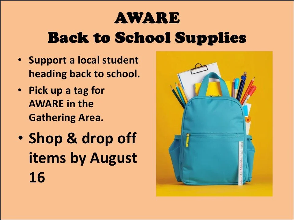 AWARE Backpack “Back to School” Supply Program—Take a Tag Today!