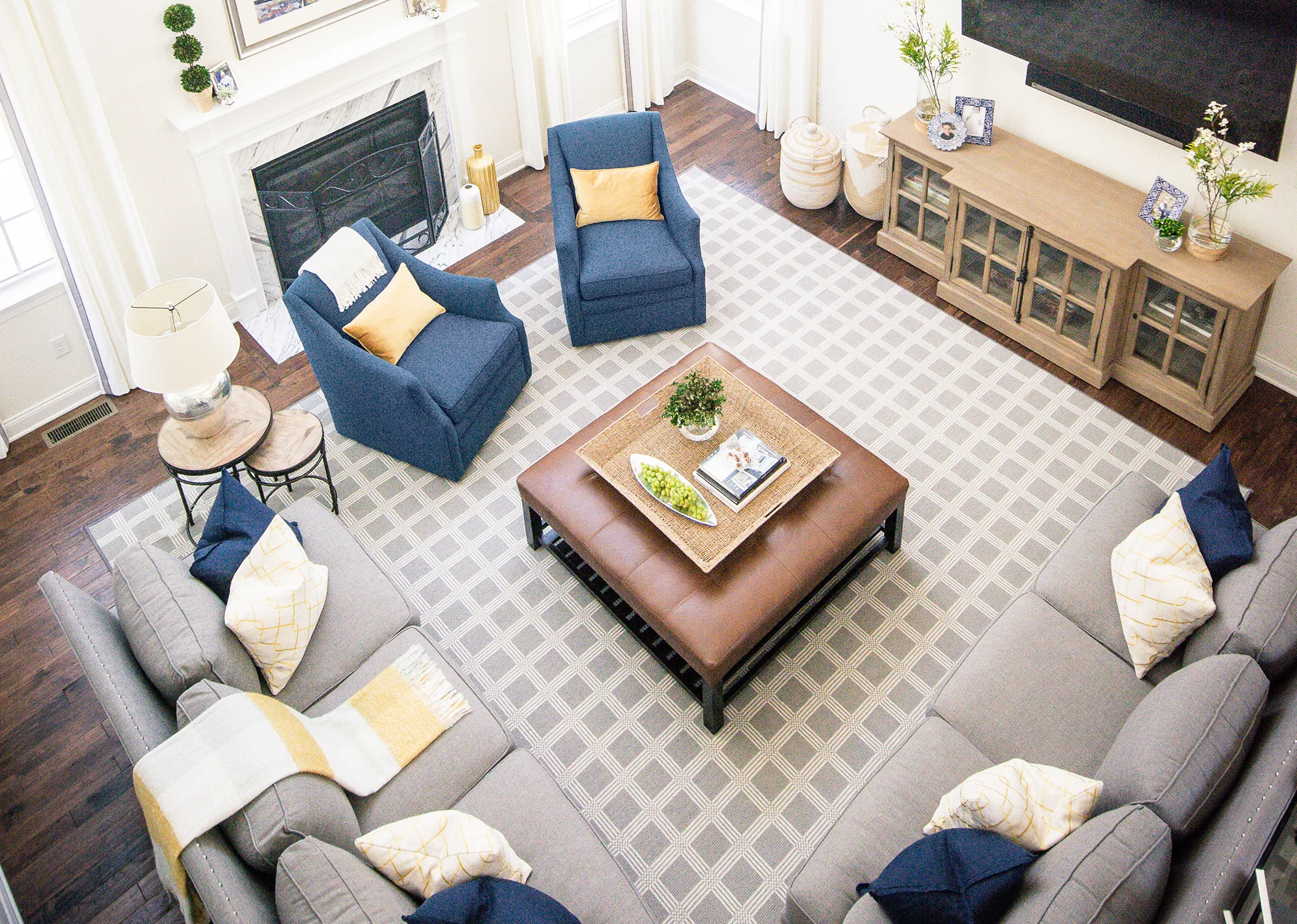 Grey Navy Living Room Courtney