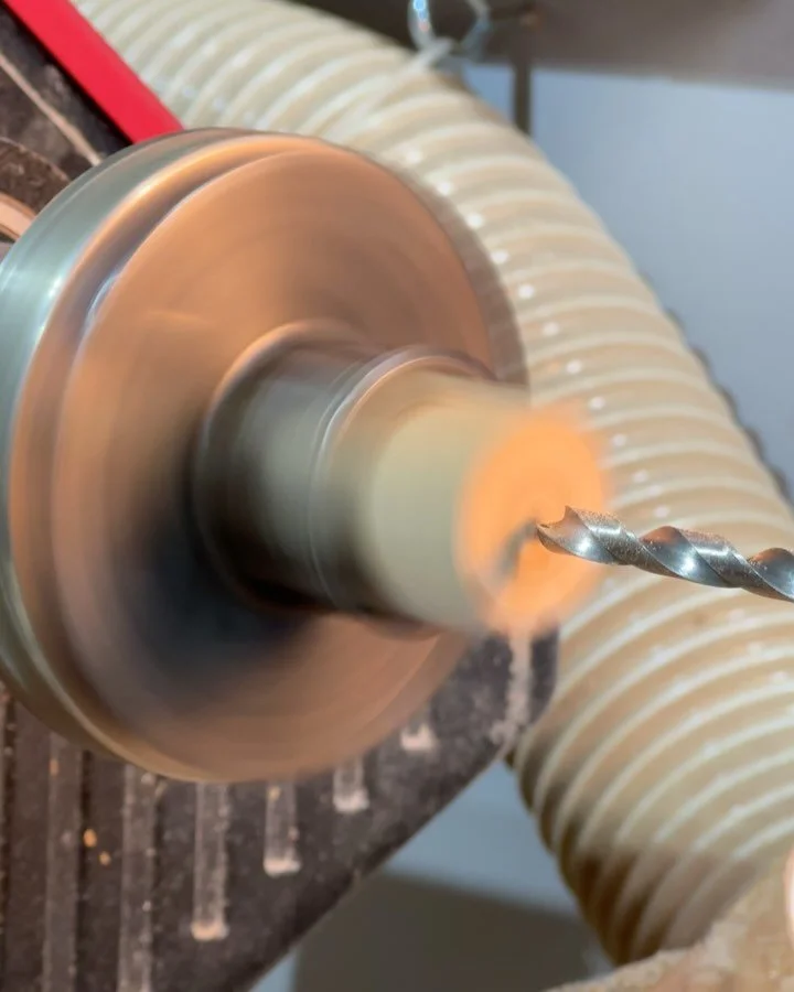 Preparing some pen blanks for upcoming events. Pen turning events are one way to draw interest in woodturning. Participants work with an instructor to turn their own pen. In 2024 Eastern Connecticut Woodturners turned close to 350 pens. How many will