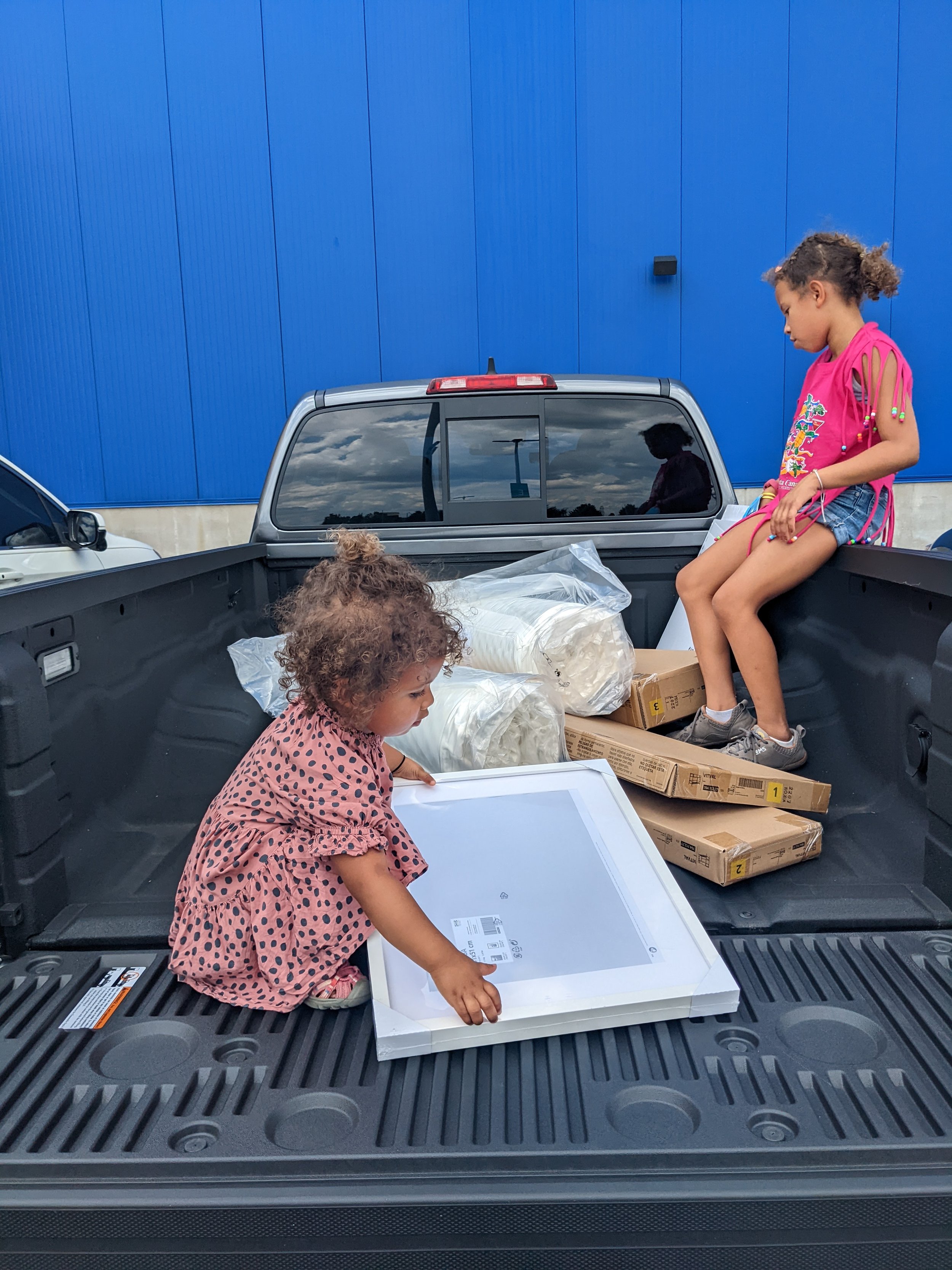  One of our summer projects was to get a bunk bed for the girls room so here we are with our Ikea load.  