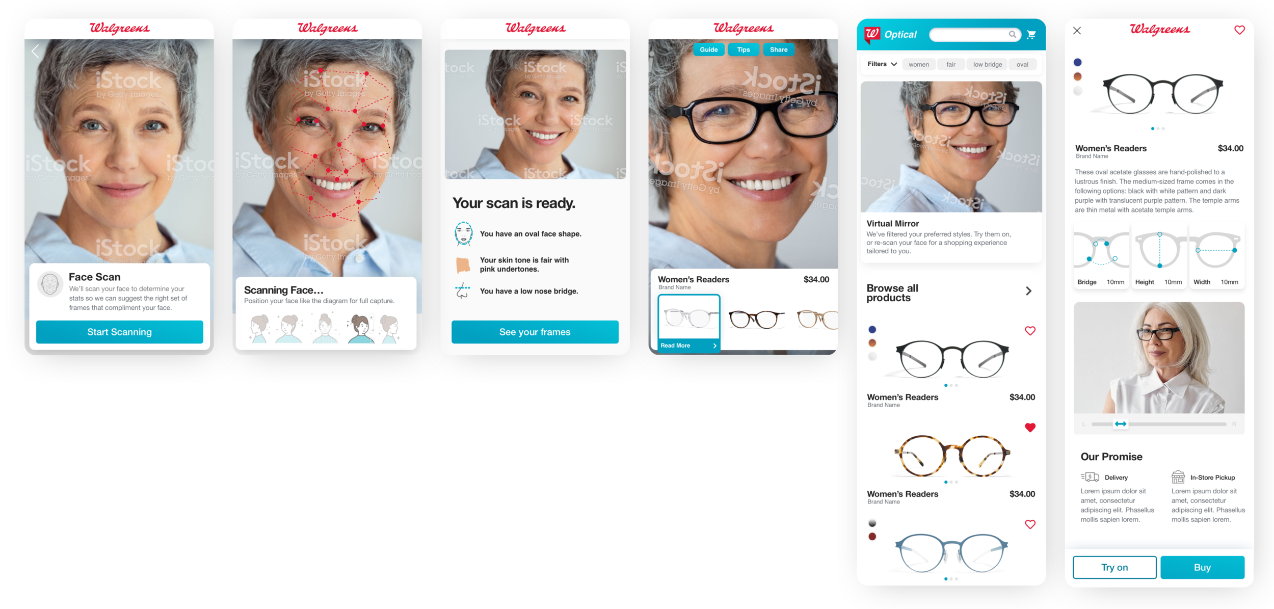 My initial happy path flow for the virtual optical experience