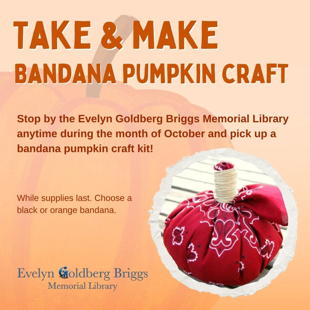 Stop by any time during the month of October and pick up your FREE bandana pumpkin craft kit!