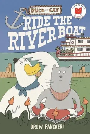 duck and cat ride the river boat by drew panckeri