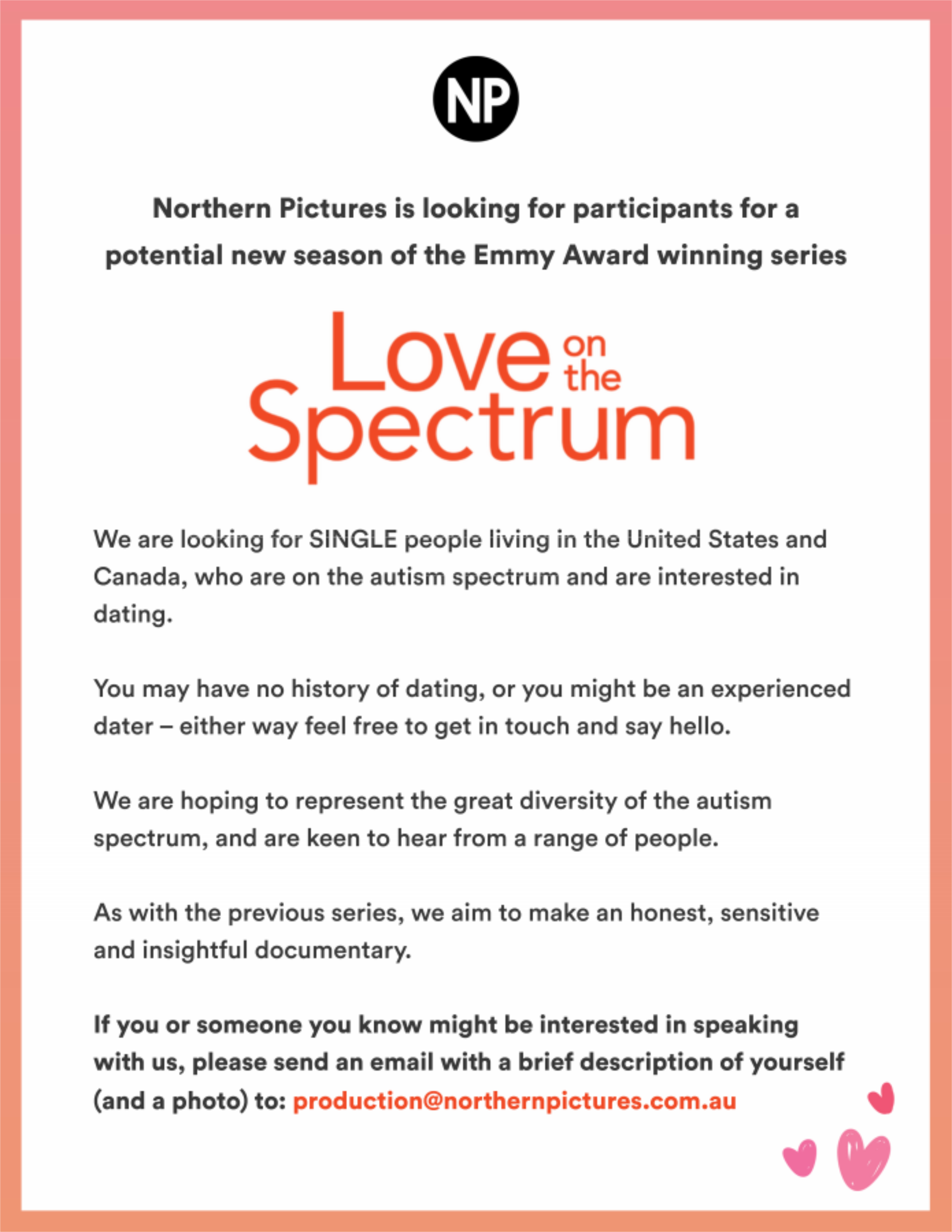 Love on the Spectrum Casting Call 