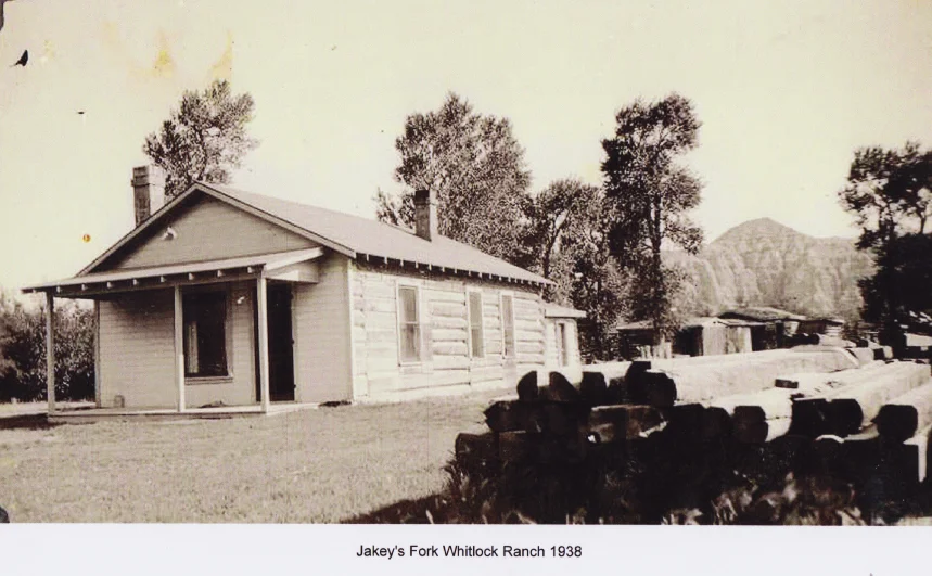 The Homestead cabin “Wilcox Ranch” when it was the managers house for a cattle operation. 1938
