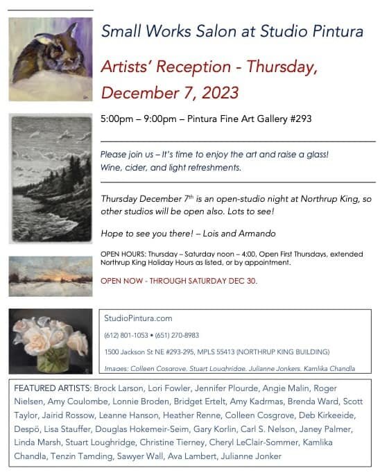 Free wine, cider and refreshments?!? Oh and three of my paintings! I&rsquo;ll be there if you want to come say hi 👋