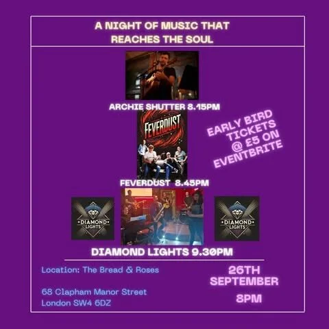 Live Music: Diamond Lights + Feverdust + Archie Shutter