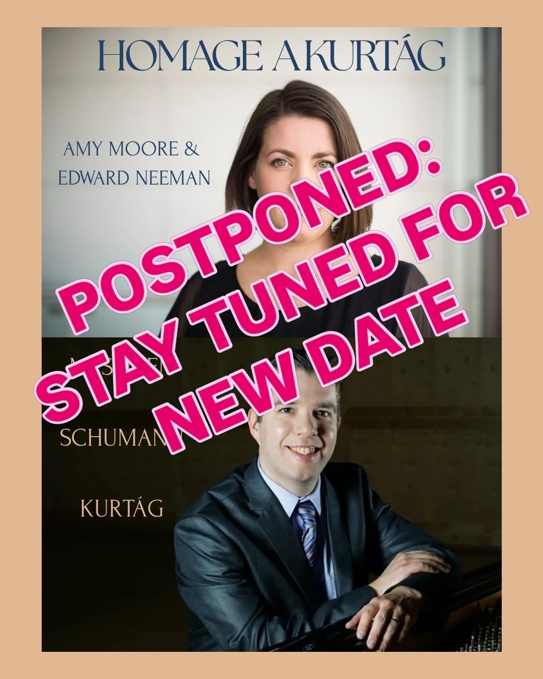 Owing to illness, @edwardneeman and I are regretfully postponing our Homage a Kurt&aacute;g for few weeks.

MORE DETAILS to follow.

If you have already booked, THANK YOU - I will send a message via trybooking.

I am OK, and really looking forward to