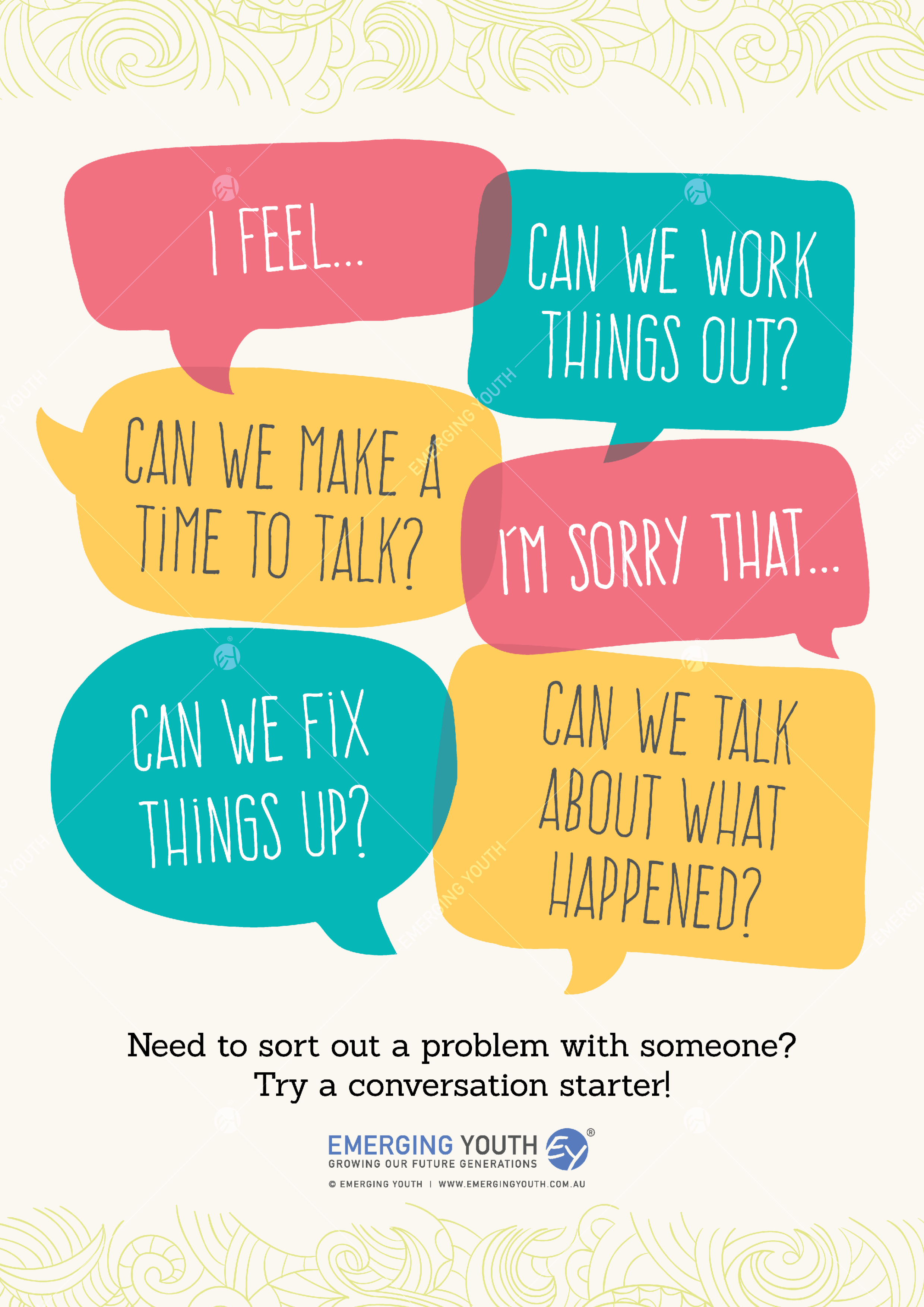 Conversation Starters Poster A3 Emerging Youth