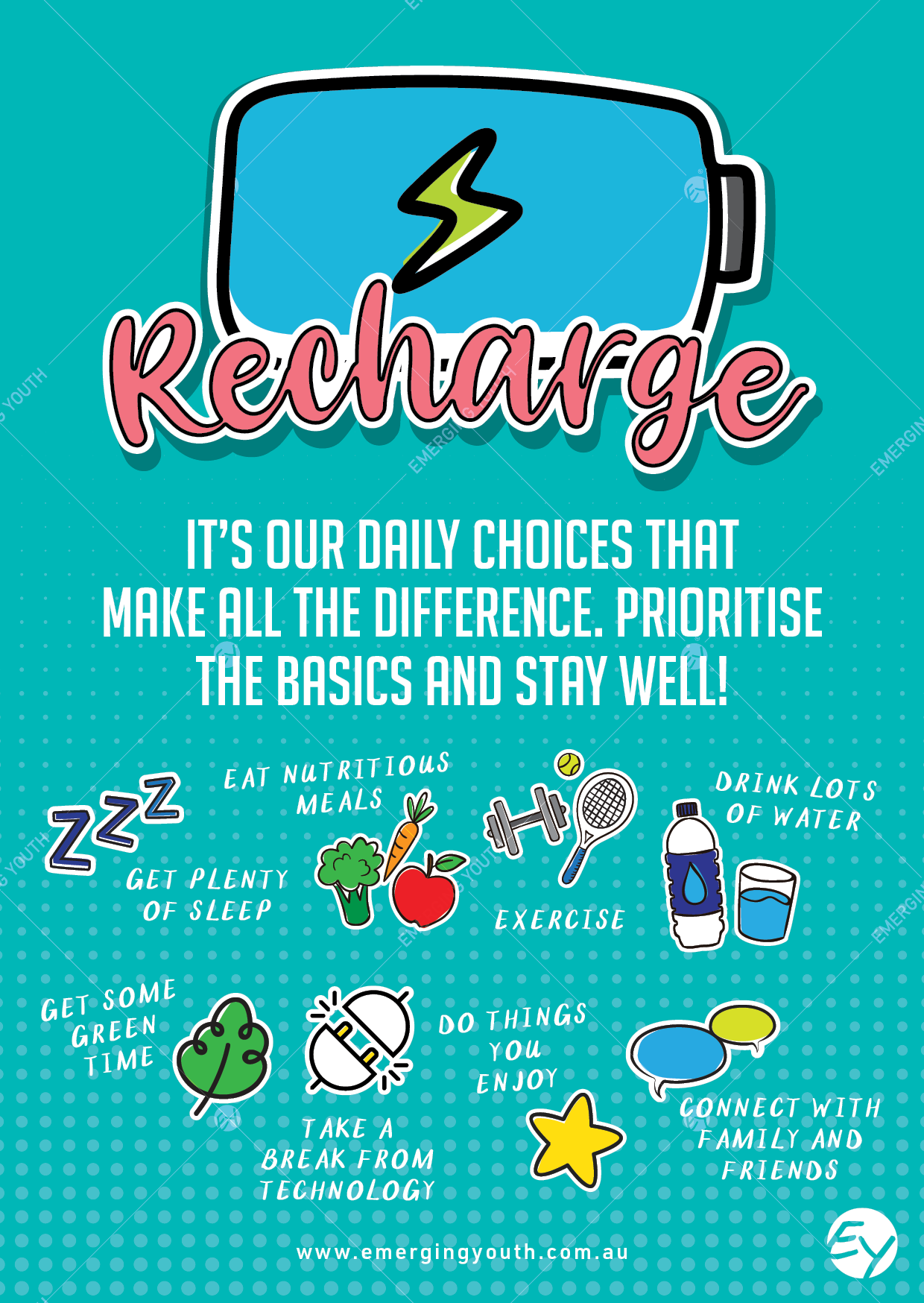 Recharge Poster A3 (Teal)