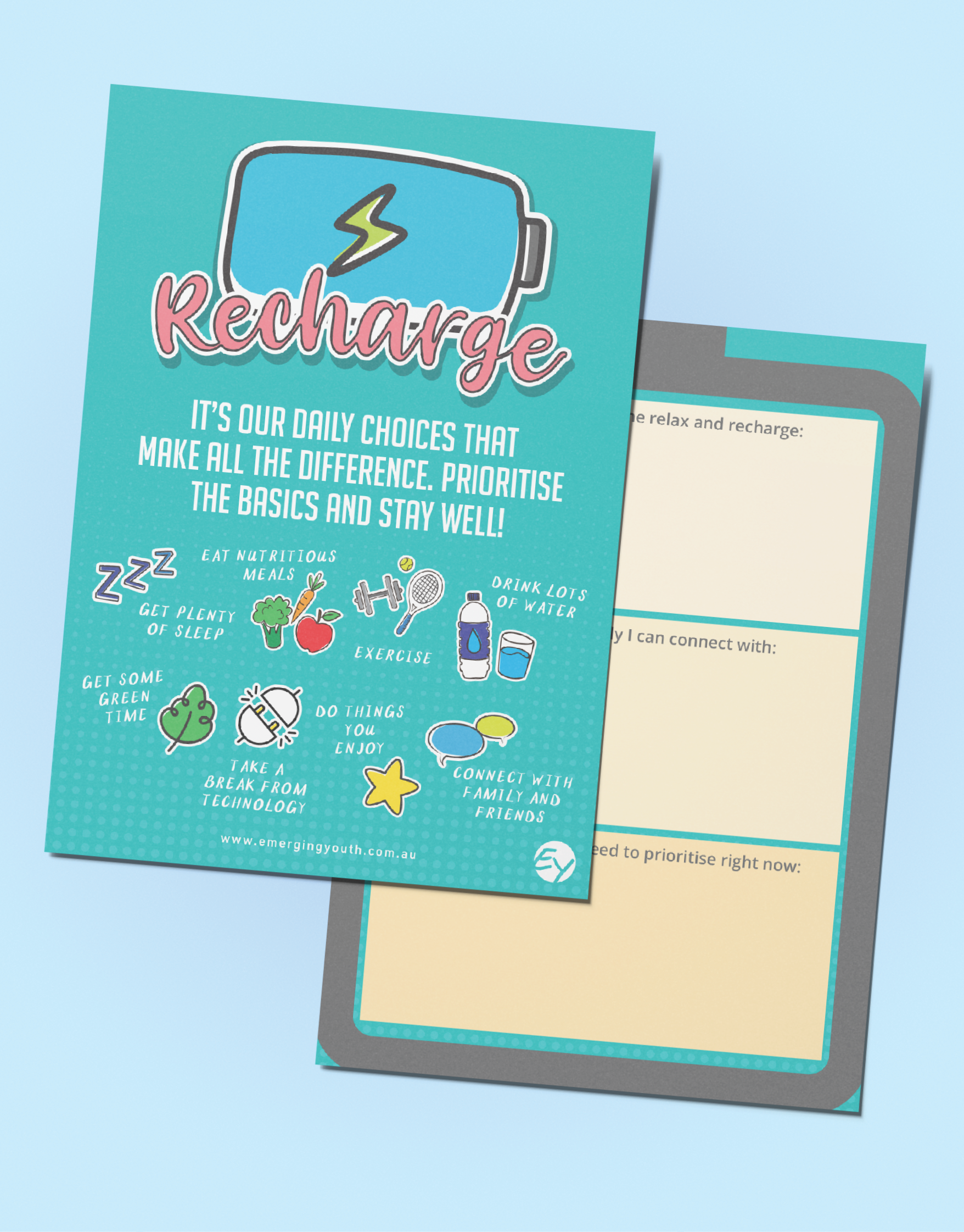 Recharge (Teal) A6 Card