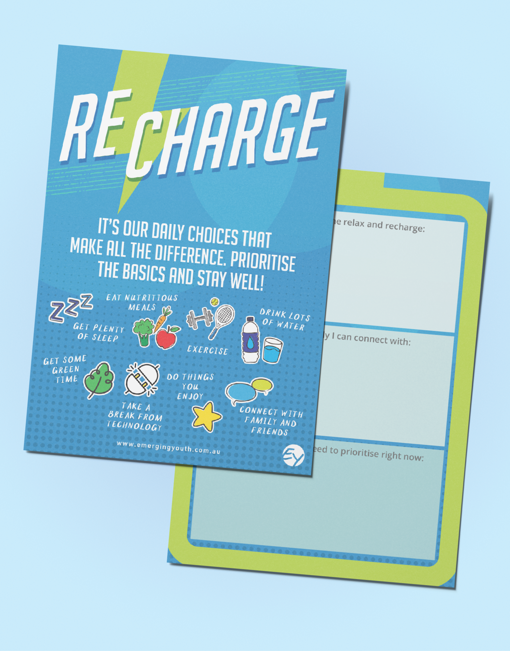 Recharge (Blue) A6 Card 