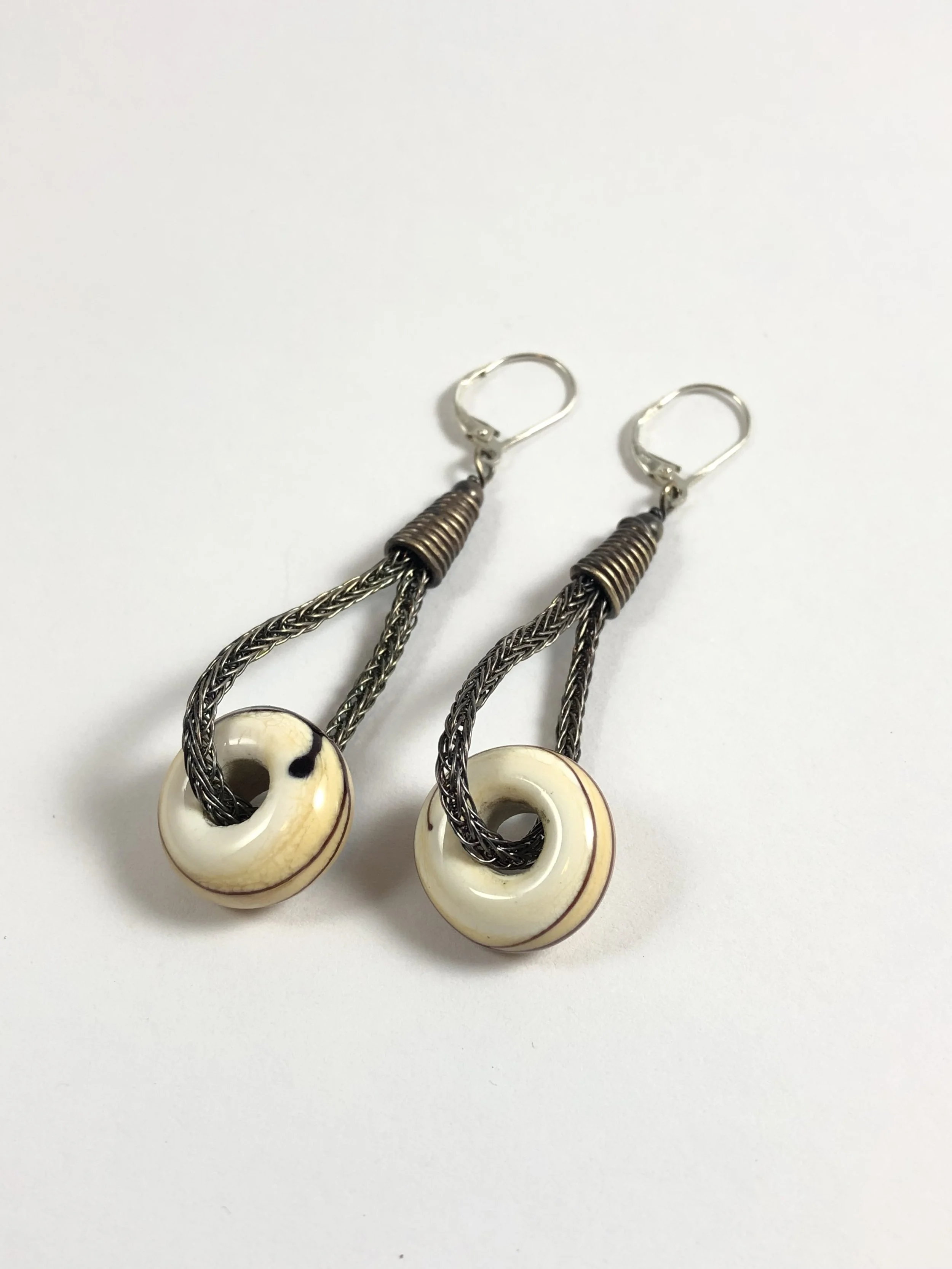 Viking Knit Loop Earrings with bead