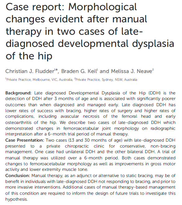 2023: Morphological changes evident after manual therapy in two cases of late-diagnosed developmental dysplasia of the hip