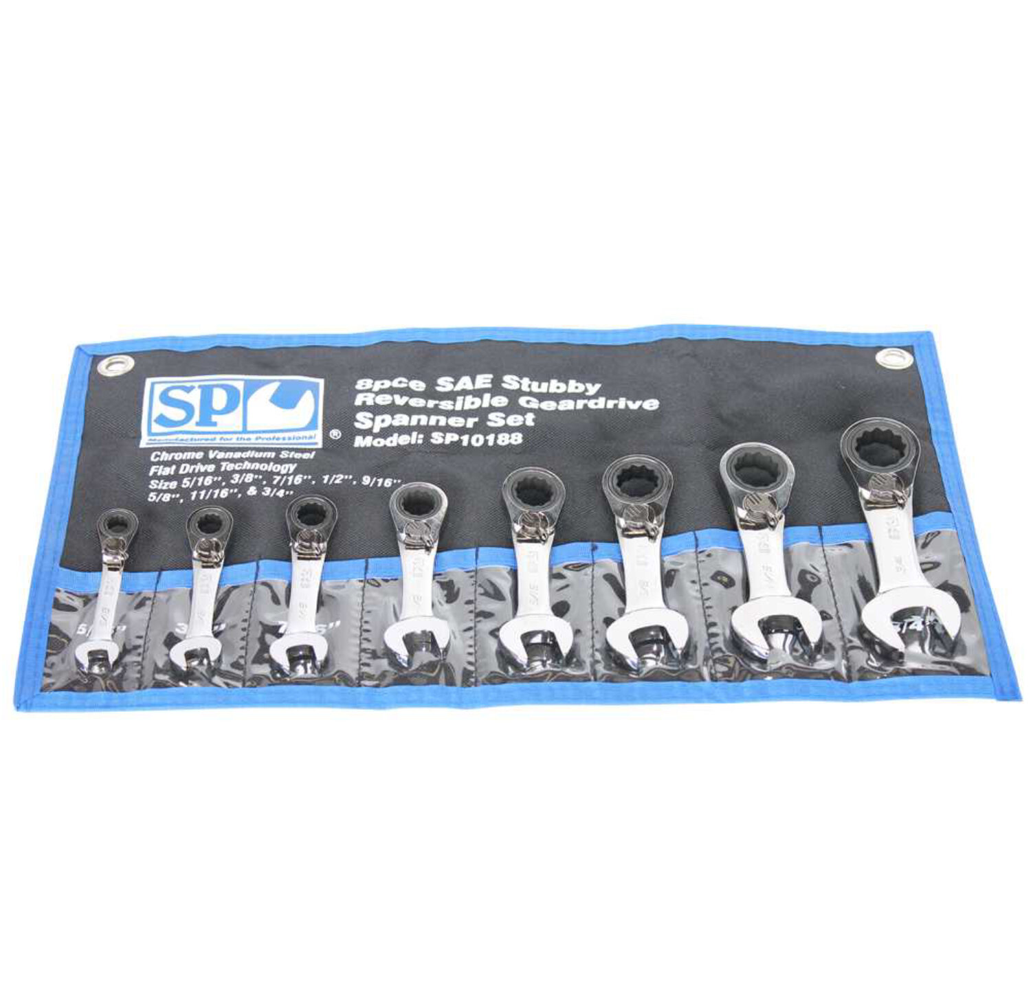 Pouch SP10027 SP TOOLS Spanner Set 11 Piece Metric Combination Stubby Wrench 