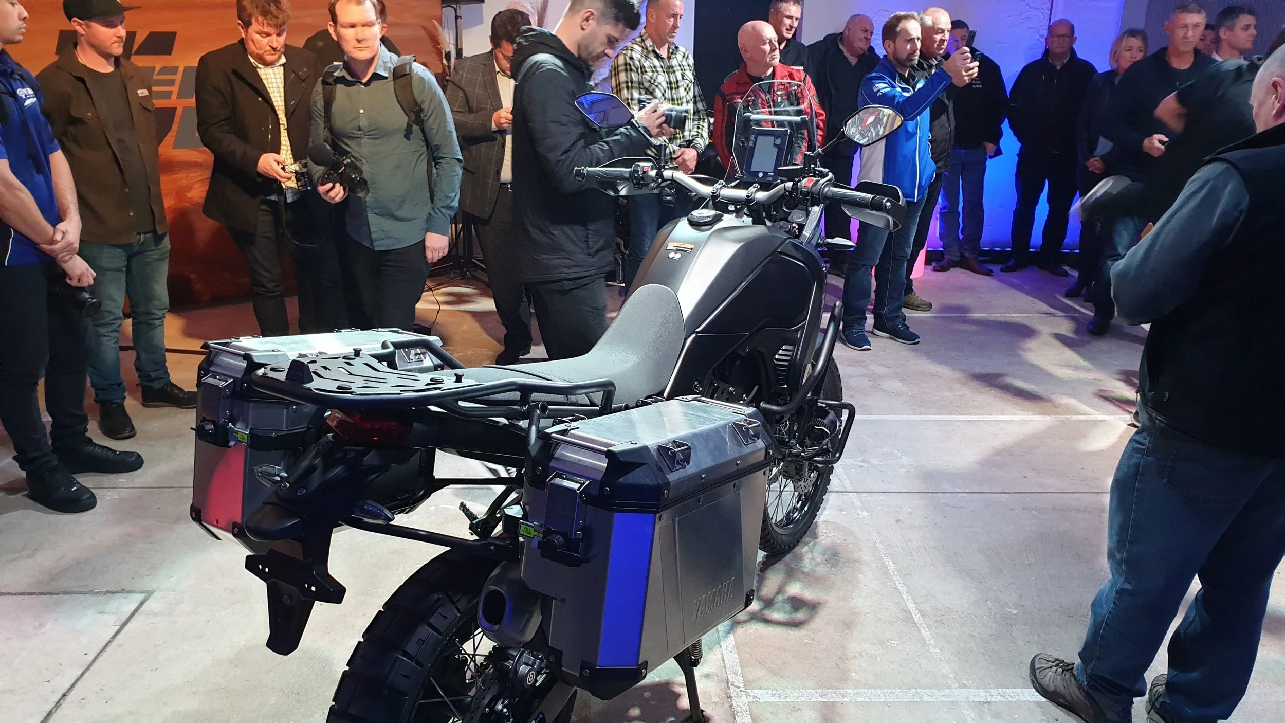 The Tech Black colour-way should be popular with the NZ market. This model was strapped with luggage panniers, as well as engine protection, centre-stand and flood lights on the front.