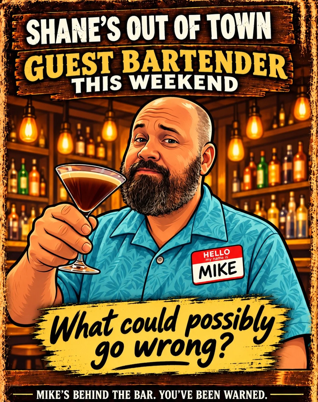 I&rsquo;ll be here tonight for live music then it&rsquo;s Mike&rsquo;s turn for the weekend!!