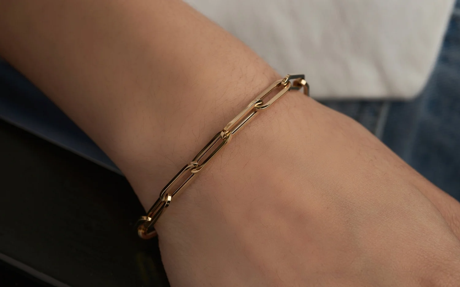 Yellow Gold Paper Clip Bracelet JMA Jewelry