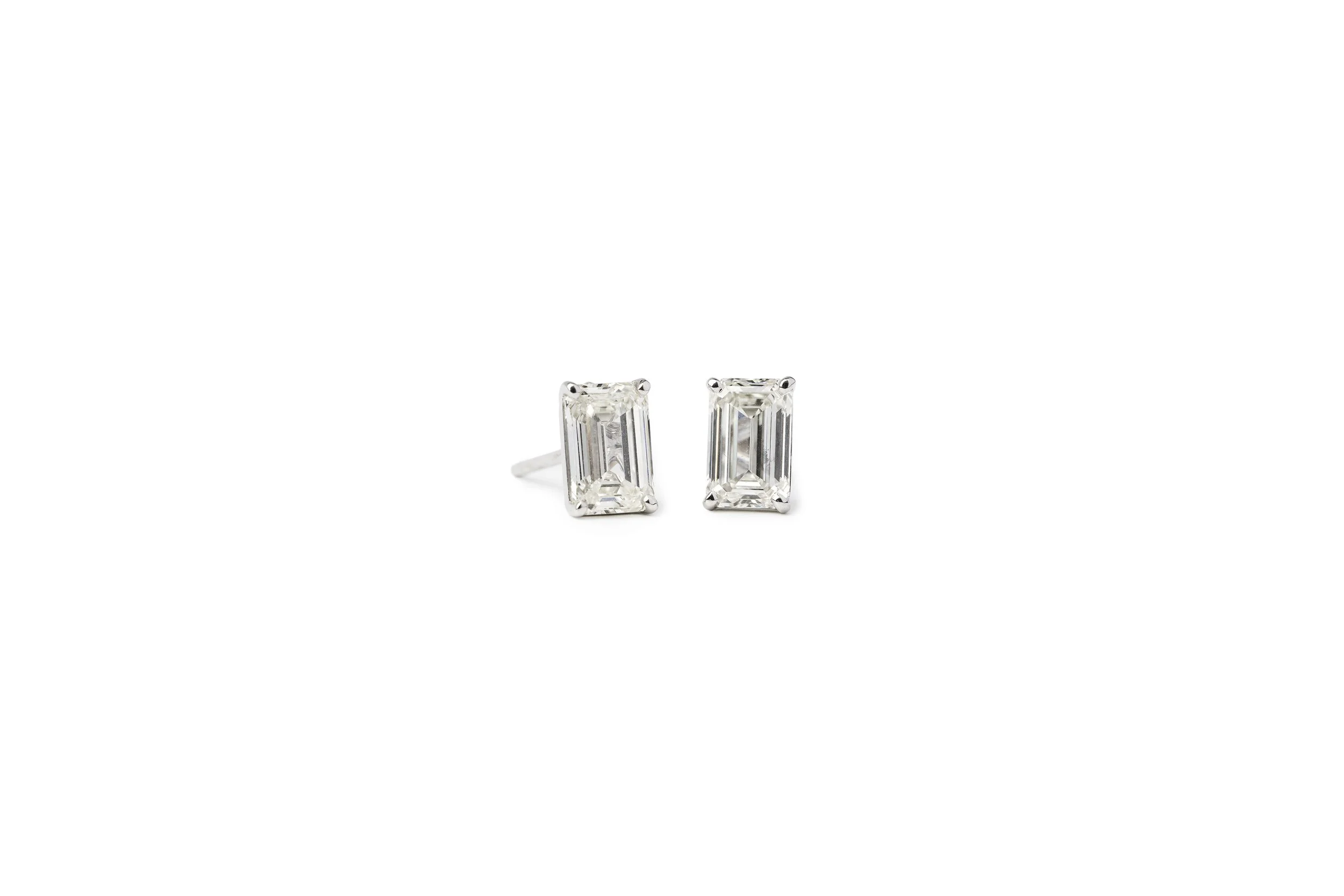 Emerald Diamond Stud Earrings