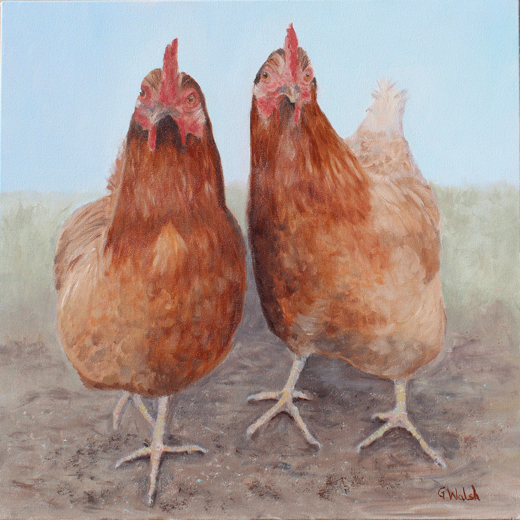 Add Irish country charm to your kitchen with "Having the Chats." A playful print of farmyard chickens.