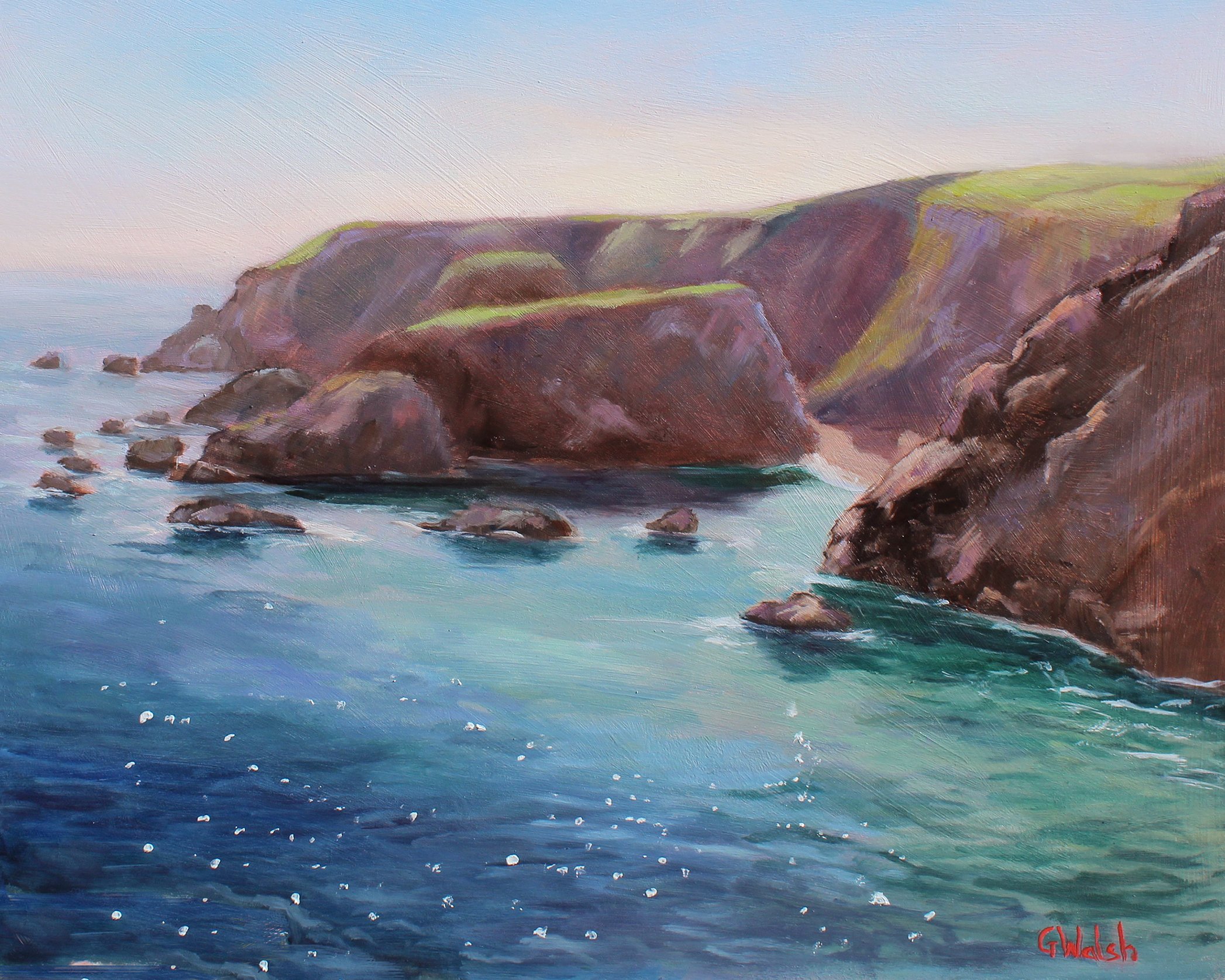 Fine art print of "Tra na mBo". Capturing the unique rock formations of the Waterford coast.