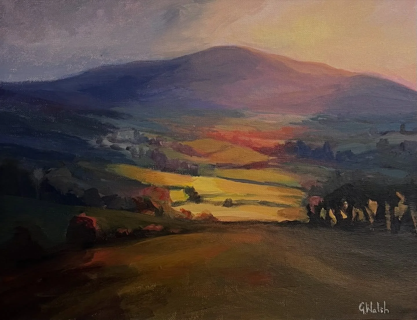 🎄 Day 8 of my 12 Days of Christmas Specials 🎄

Today&rsquo;s piece is the Blackstairs Mountains looking anything but black!
I couldn&rsquo;t resist the way the light dances across the landscape, lifting the colours and warming the hills. A real rem